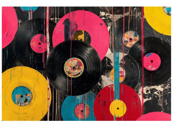 Carta da parati – Dischi in vinile retrò colorati