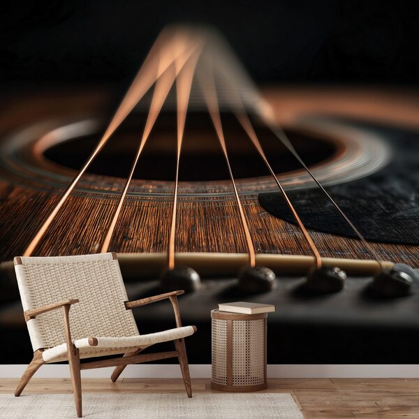 Carta da parati – Dettaglio di chitarra acustica in tonalità scura