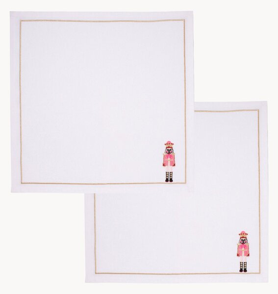 Set di 2 tovaglioli ricamati Nutcracker