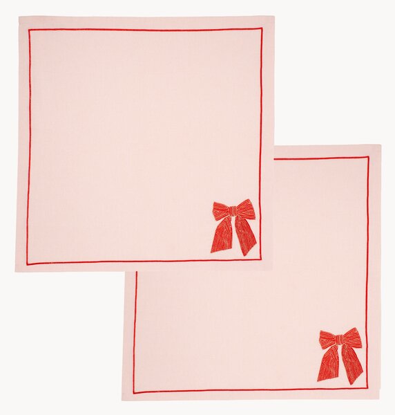 Set di 2 tovaglioli ricamati Bow