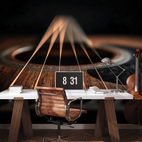 Carta da parati – Dettaglio di chitarra acustica in tonalità scura