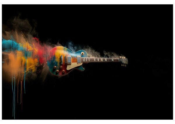 Carta da parati – Chitarra elettrica colorata su sfondo nero