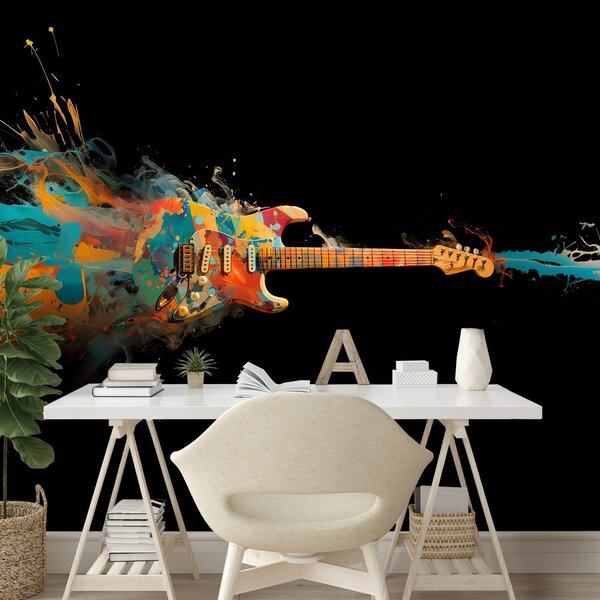 Carta da parati – Chitarra elettrica colorata in movimento