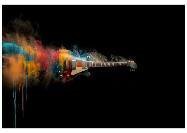 Carta da parati – Chitarra colorata su sfondo nero