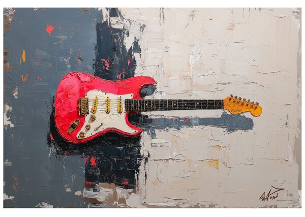 Carta da parati – Chitarra elettrica rossa su sfondo astratto