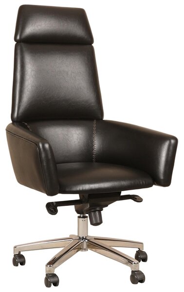 Sedia ergonomica da ufficio nera in Pelle finta dal design moderno