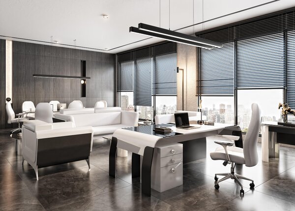 Elegante set da studio in legno bianco con scrivania e sedia da ufficio