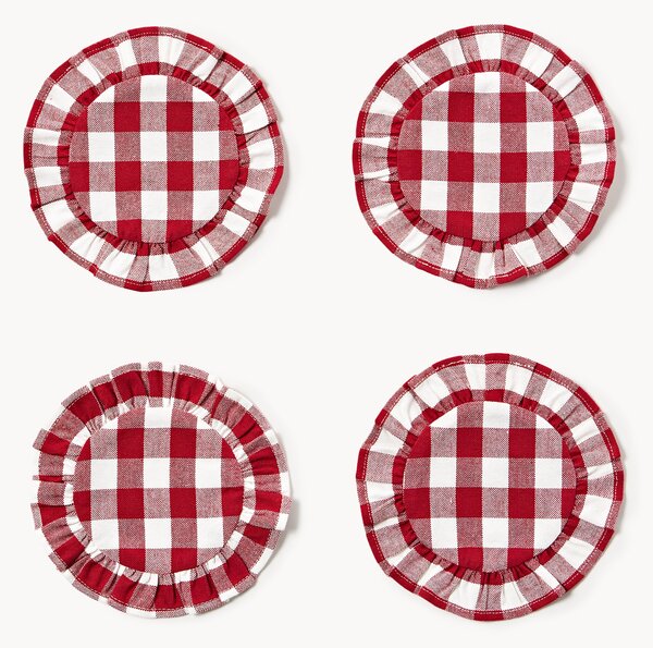 Set di 4 sottobicchieri natalizi con volant Nadine
