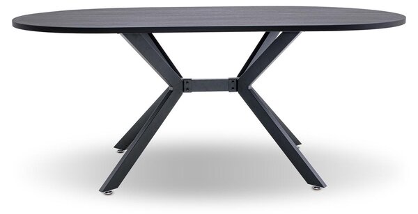 Marui Big - Tavolo da pranzo ovale in legno e metallo con piede centrale Ashi 180x100 cm - legno nero