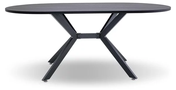 Marui Big - Tavolo da pranzo ovale in legno e metallo con piede centrale Ashi 180x100 cm - legno nero
