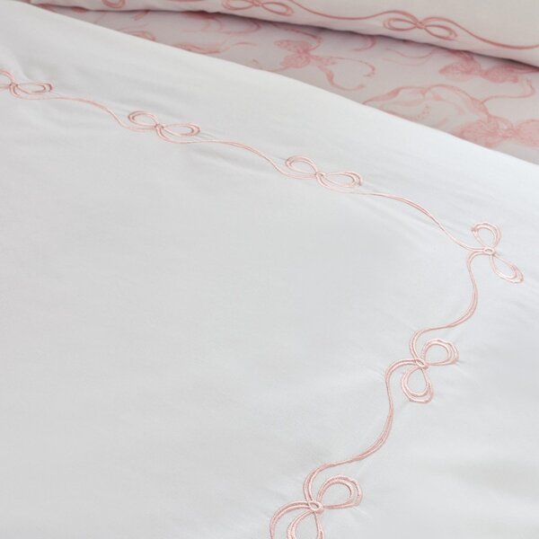 Set copripiumino e federa bianco per letto matrimoniale 200x200 cm Bow Embroidery – Catherine Lansfield
