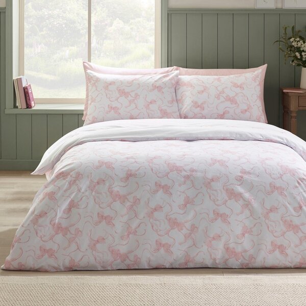 Set copripiumino e federa bianco per letto matrimoniale 200x200 cm Bow Embroidery – Catherine Lansfield