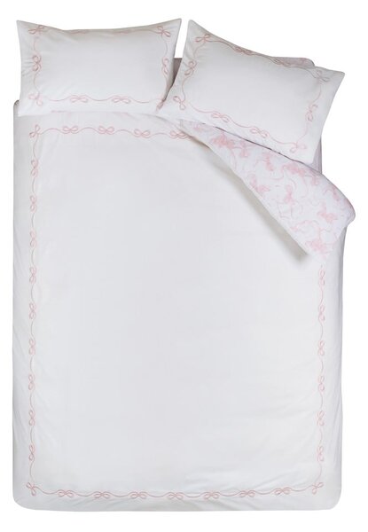 Set copripiumino e federa bianco per letto matrimoniale 200x200 cm Bow Embroidery – Catherine Lansfield