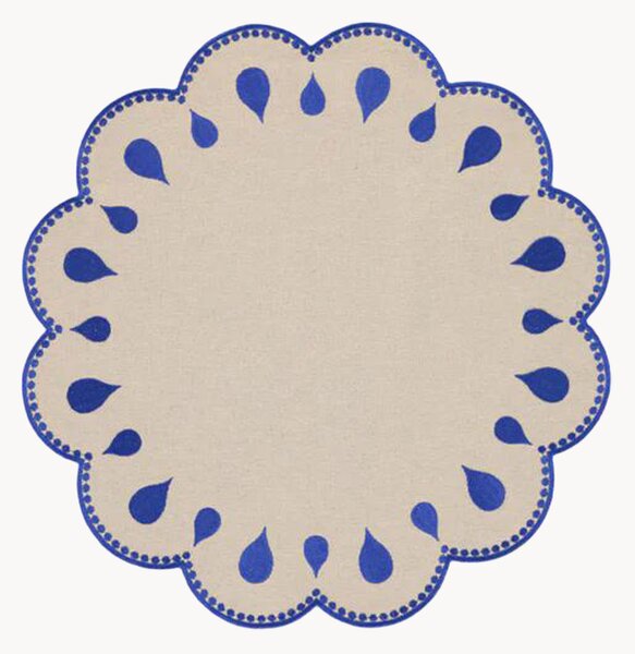 Tovaglietta rotonda con bordo ricamato Gotas
