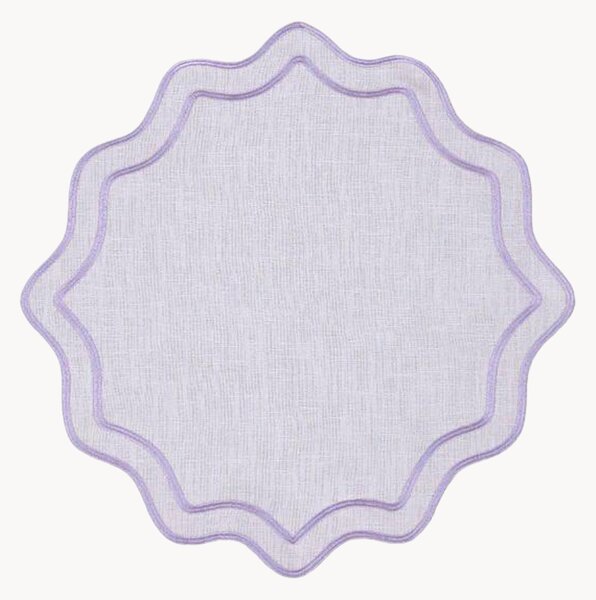 Tovaglietta rotonda con bordo ricamato Bloom