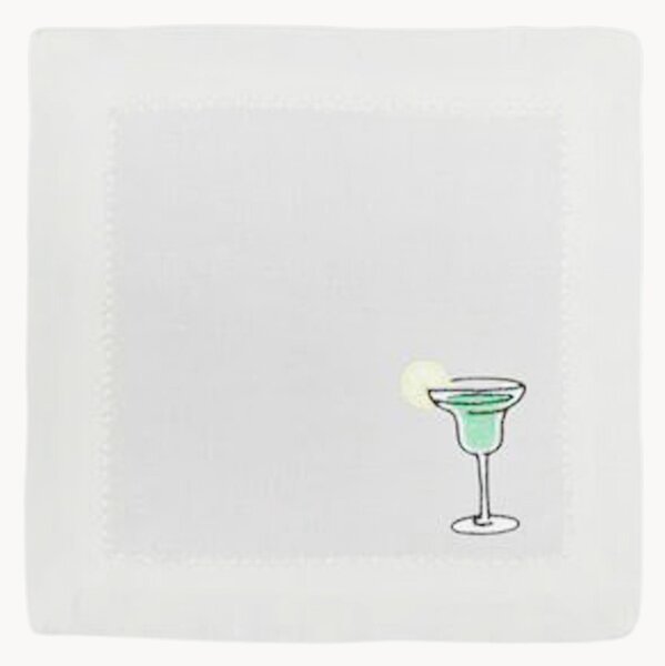 Tovagliolo da cocktail con bicchiere ricamato Margarita