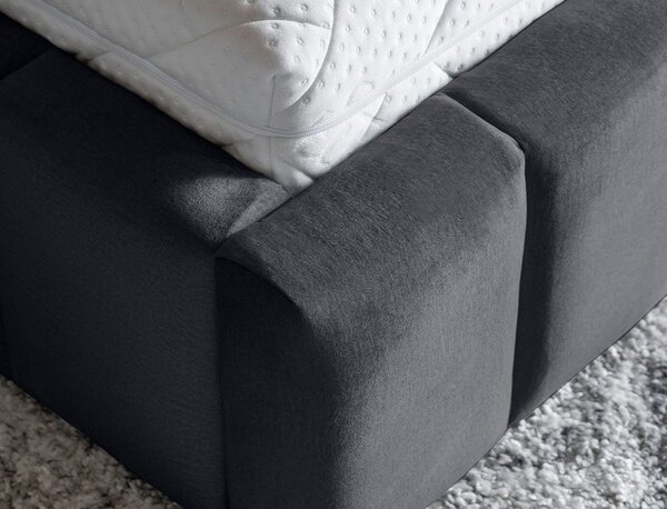 Letto matrimoniale imbottito grigio con contenitore con rete inclusa 180x200 cm Lamica – ELTAP