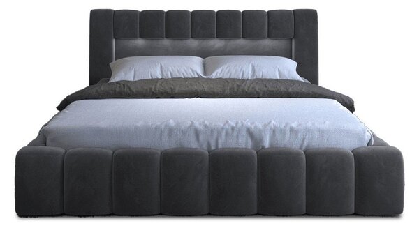 Letto matrimoniale imbottito grigio con contenitore con rete inclusa 180x200 cm Lamica – ELTAP