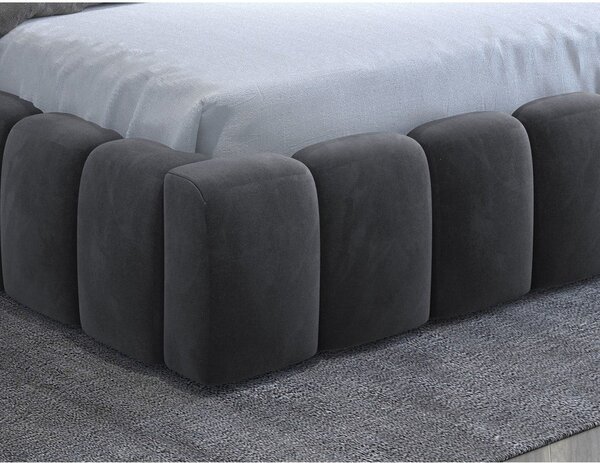 Letto matrimoniale imbottito grigio con contenitore con rete inclusa 180x200 cm Lamica – ELTAP