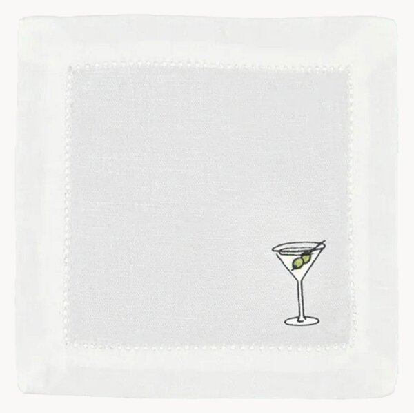 Tovagliolo da cocktail con bicchiere ricamato Martini