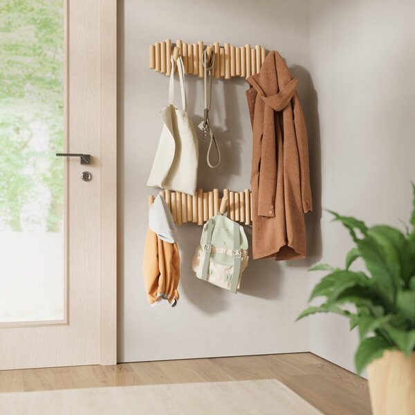Attaccapanni da parete di colore naturale in pino massiccio 61 cm Picket – Umbra