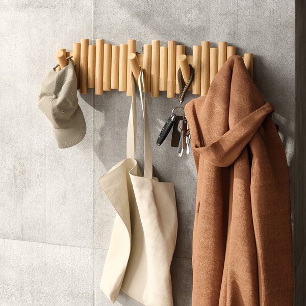 Attaccapanni da parete di colore naturale in pino massiccio 61 cm Picket – Umbra