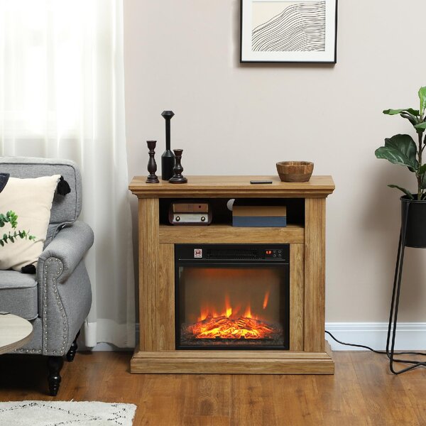 DecHome Caminetto Elettrico 1800W con Fiamma 3D Timer e Telecomando in Legno Metallo e Vetro 81.5x30x76.2 cm colore Marrone - 130BNS384