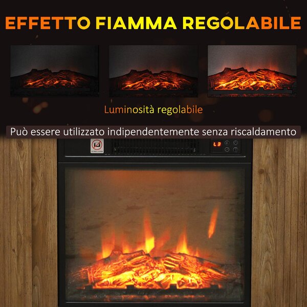 DecHome Caminetto Elettrico 1800W con Fiamma 3D Timer e Telecomando in Legno Metallo e Vetro 81.5x30x76.2 cm colore Marrone - 130BNS384