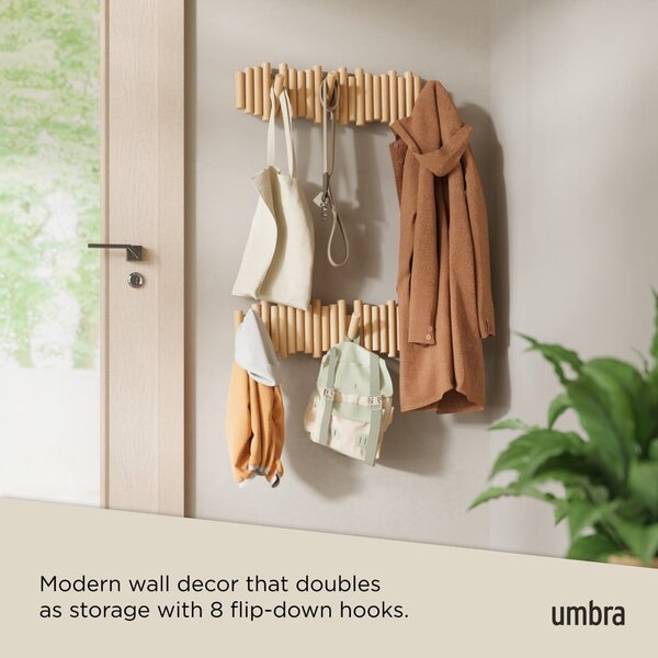 Attaccapanni da parete di colore naturale in pino massiccio 61 cm Picket – Umbra