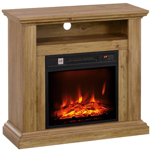 DecHome Caminetto Elettrico 1800W con Fiamma 3D Timer e Telecomando in Legno Metallo e Vetro 81.5x30x76.2 cm colore Marrone - 130BNS384