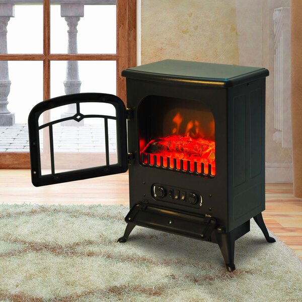 DecHome Caminetto Elettrico da Terra con Effetto Fiamma Potenza 950 Watt /1850 Watt 42x28x55 cm Nero - 8D0035