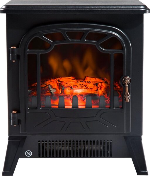 DecHome Caminetto Elettrico da Terra con Effetto Fiamma Regolabile 1800 Watt Nero 36x25.5x41.5 cm - 844DH69