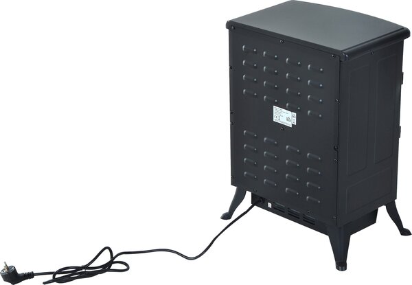 DecHome Caminetto Elettrico da Terra con Effetto Fiamma Potenza 950 Watt /1850 Watt 42x28x55 cm Nero - 8D0035