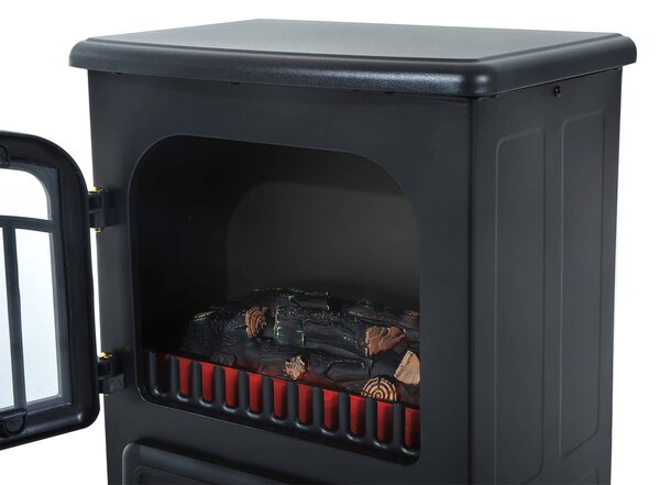 DecHome Caminetto Elettrico da Terra con Effetto Fiamma Potenza 950 Watt /1850 Watt 42x28x55 cm Nero - 8D0035