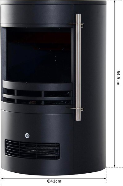 DecHome Caminetto Elettrico da Terra con Effetto Fiamma 1800 Watt Nero 41x41x64.5 cm - 8D0087