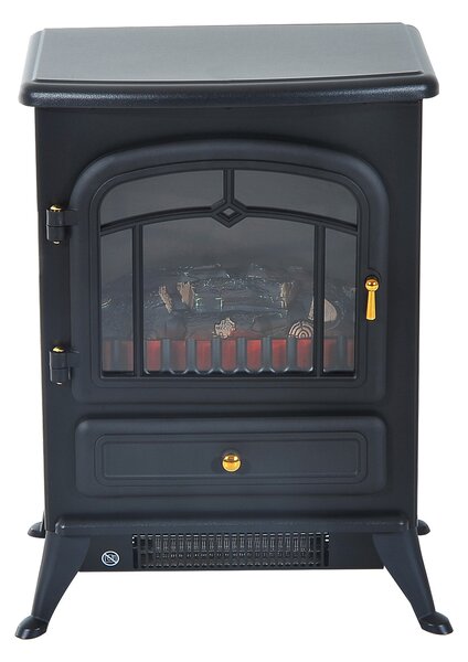 DecHome Caminetto Elettrico da Terra con Effetto Fiamma Potenza 950 Watt /1850 Watt 42x28x55 cm Nero - 8D0035