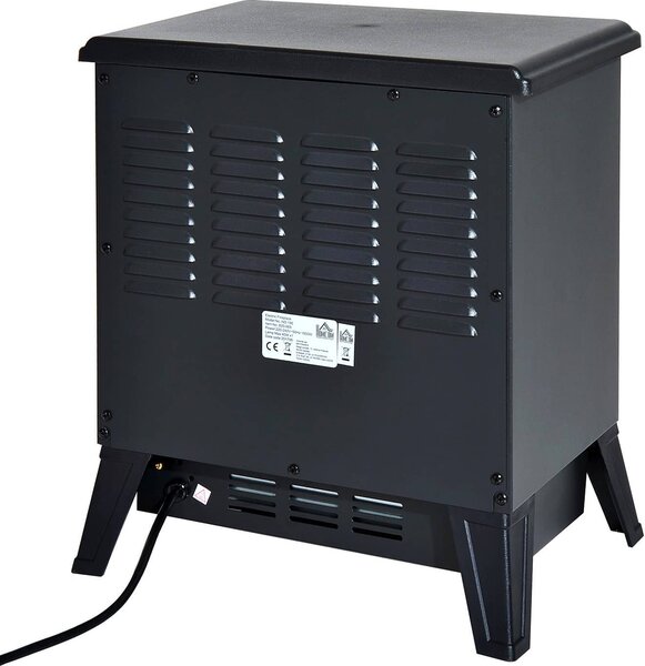 DecHome Caminetto Elettrico da Terra con Effetto Fiamma Regolabile 1800 Watt Nero 36x25.5x41.5 cm - 844DH69