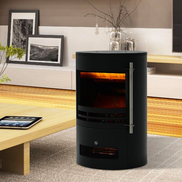 DecHome Caminetto Elettrico da Terra con Effetto Fiamma 1800 Watt Nero 41x41x64.5 cm - 8D0087