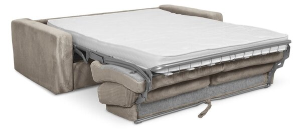Divano marrone chiaro allungabile con rivestimento in velluto a coste 195 cm Nona – Makamii
