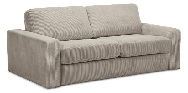 Divano marrone chiaro allungabile con rivestimento in velluto a coste 195 cm Nona – Makamii