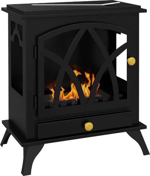 DecHome Camino a Bioetanolo da Terra con Bruciatore da 1.2L e Copertura 25mq 45x28x54cm Nero