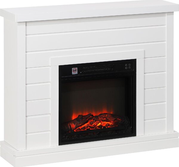 DecHome Camino Elettrico 1800W con Effetto Fiamma e Telecomando in Legno Metallo e Vetro 96.5x22x81.7 cm colore Bianco - 130WTS394