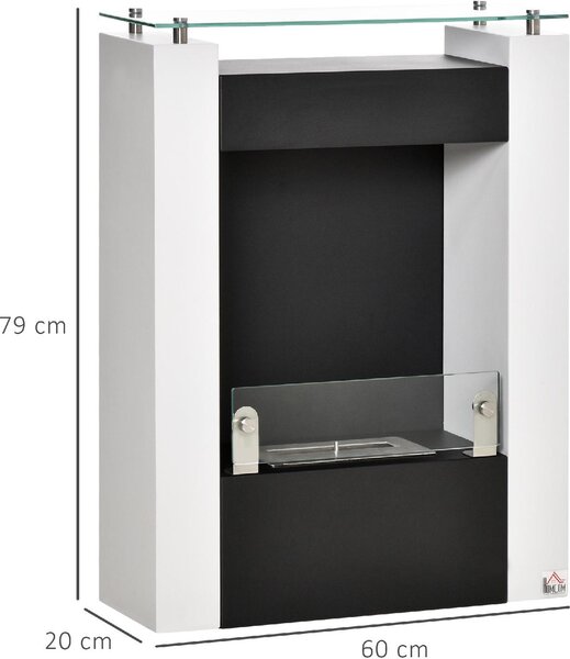 DecHome Camino Bioetanolo con Serbatoio da 1.5L Biocamino Copertura 20mq Bianco/Nero