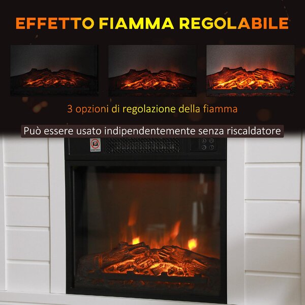 DecHome Camino Elettrico 1800W con Effetto Fiamma e Telecomando in Legno Metallo e Vetro 96.5x22x81.7 cm colore Bianco - 130WTS394