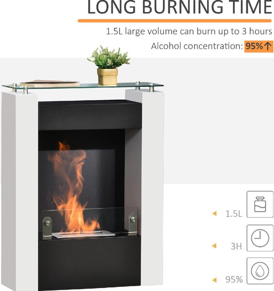 DecHome Camino Bioetanolo con Serbatoio da 1.5L Biocamino Copertura 20mq Bianco/Nero
