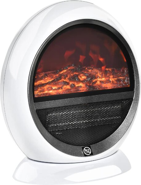DecHome Camino Elettrico con Effetto Fiamma Ruotabile e Portatile Copertura 10-15mq Bianco