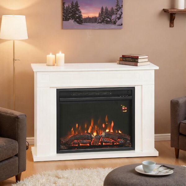 DecHome Camino Elettrico con Fiamma a 5 Luminosit, Telecomando e Timer, 98x23.5x69.5 cm colore Bianco/Nero - R355WT