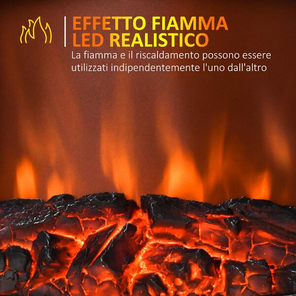 DecHome Camino Elettrico con Effetto Fiamma Stile Retr Termostato 1000-2000W e Luce Regolabile colore Nero - 51A473F
