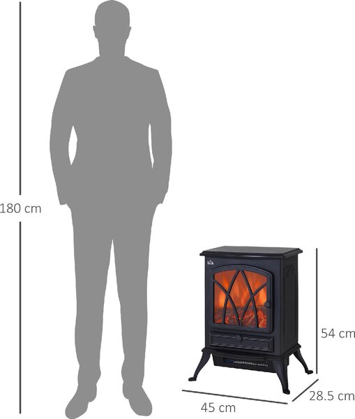 DecHome Camino Elettrico con Effetto Fiamma Stile Retr Termostato 1000-2000W e Luce Regolabile colore Nero - 51A473F
