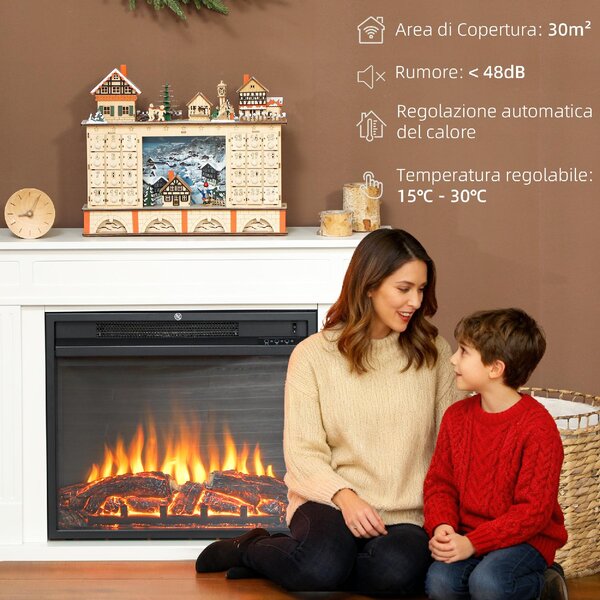 DecHome Camino Elettrico con Fiamma a 5 Luminosit, Telecomando e Timer, 98x23.5x69.5 cm colore Bianco/Nero - R355WT